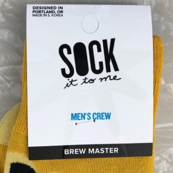 Sock It To Me NWT Yellow Beer Brew Master Crew Socks Novelty Beer Crawl Brewery - Picture 4 of 12